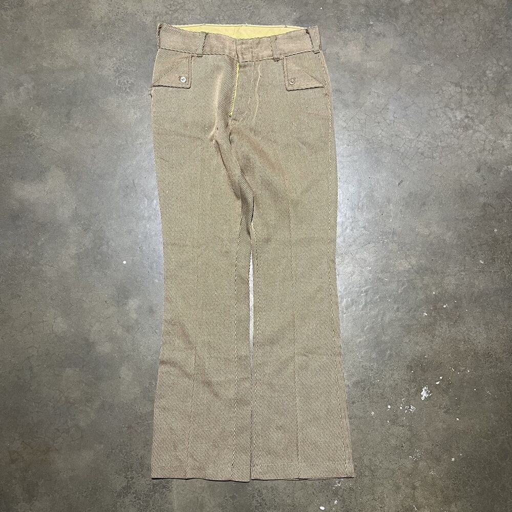 Vintage 60s Sears Tan Western Boho Knit Flared Pants 28x29